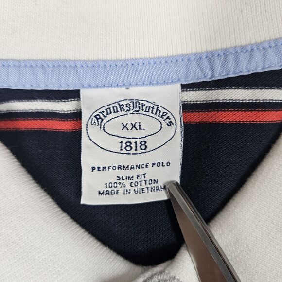 Brooks Brothers Shirt Mens XXL Performance Polo Slim Fit Striped Preppy Golf - Picture 6 of 11